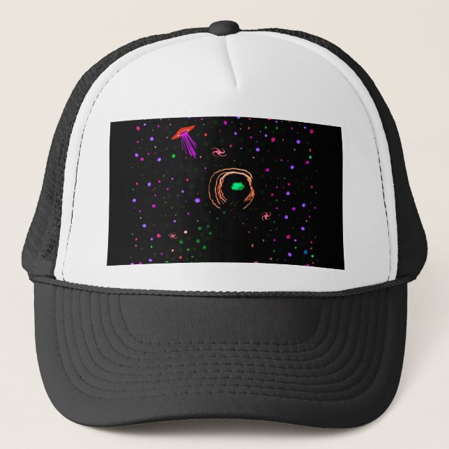 Roswell Red UFO Spacewalk - Baseball Hat Truckerkappe (Vorderseite)