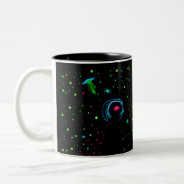 Roswell Spacewalk Wormhole, Aquamarines UFO mit TE Zweifarbige Tasse