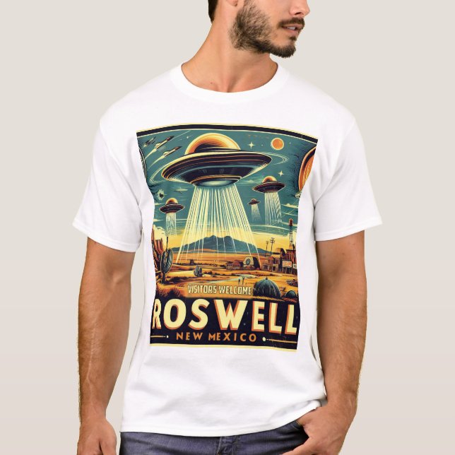 Roswell Tourism Poster - Retro UFO & Alien Parody T-Shirt (Vorderseite)