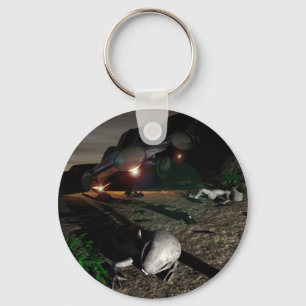 Roswell UFO-Abbruch nachts Keychain Schlüsselanhänger