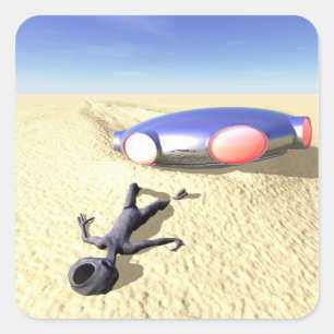 Roswell wie UFO-Abbruchs-Aufkleber Quadratischer Aufkleber