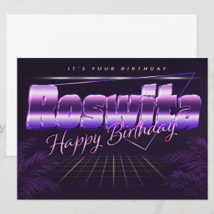 Roswita Name Vorname lila retro Karte Geburtstag