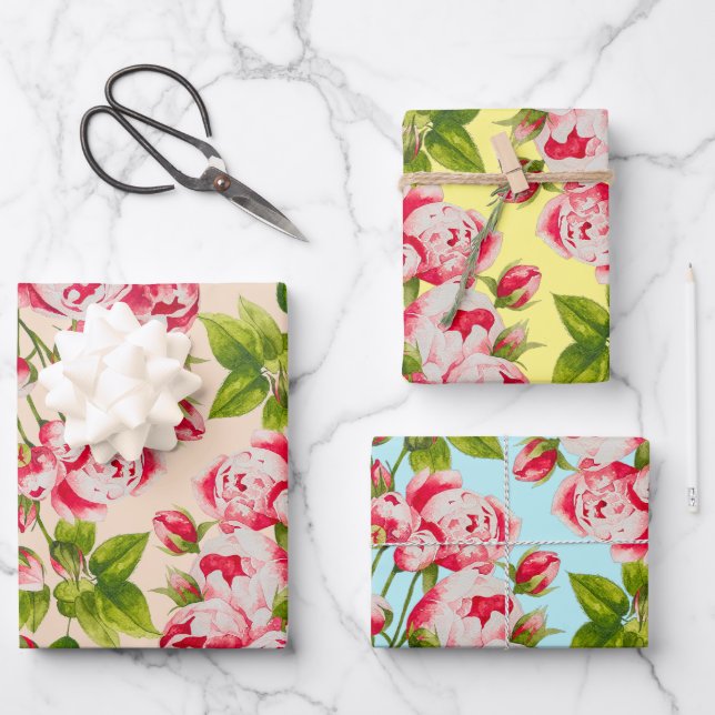 Rosy Abundance on Wrapping Paper Set Geschenkpapier Set (Vorderseite)