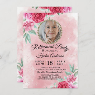 Rosy Blush Beautiful Ruhestand Party Einladung