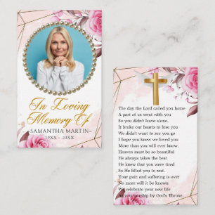 Rosy Blush Custom Foto Beerdigungskarte Visitenkarte