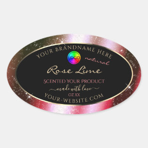 Rosy-Blush-Glitzer-Rahmen-Produktetikett mit Logo Ovaler Aufkleber