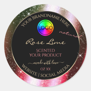 Rosy-Blush-Glitzer-Rahmen-Produktetikett mit Logo Runder Aufkleber