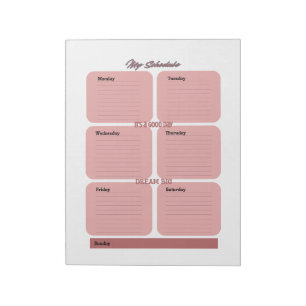 Rosy Blush Planer Wochenterminplan  Notizblock