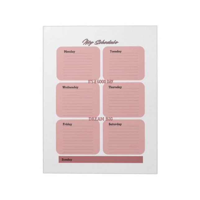 Rosy Blush Planer Wochenterminplan  Notizblock (Rotiert)
