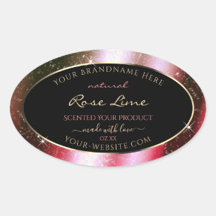 Rosy Blush Sparkle Glitzer Frame Produktetikett Ovaler Aufkleber