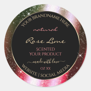 Rosy Blush Sparkle Glitzer Frame Produktetikett Runder Aufkleber