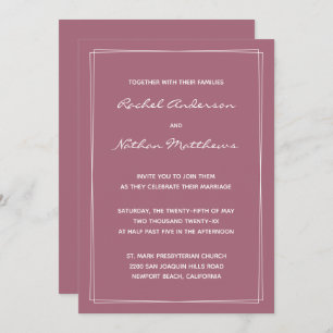 Rosy Brown Mulberry Pink Hochzeitseinladungen