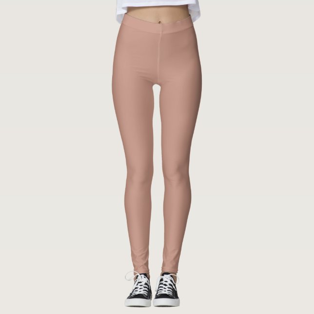 Rosy Brown Solid Schlicht Color Leggings (Vorderseite)