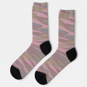 Rosy Brown, verblasstes Rosa, Mountain Mist Camo Socken