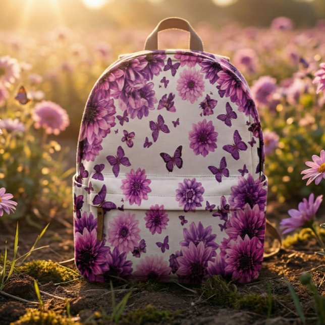 Rosy Floral Backpack Rosa Blume drucken Bedruckter Rucksack (Von Creator hochgeladen)