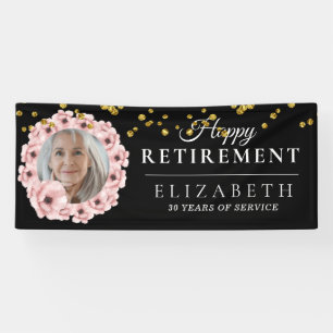 Rosy Floral Custom Foto Retirement Party Banner