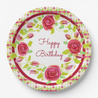 Rosy Floral Stylish Pappteller