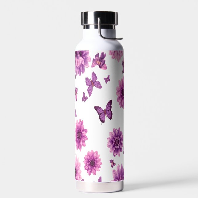 Rosy Floral Water Flasche - rosa Blume rosa (Links)