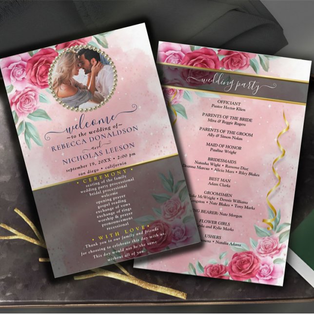Rosy Floral Wedding Program (Von Creator hochgeladen)