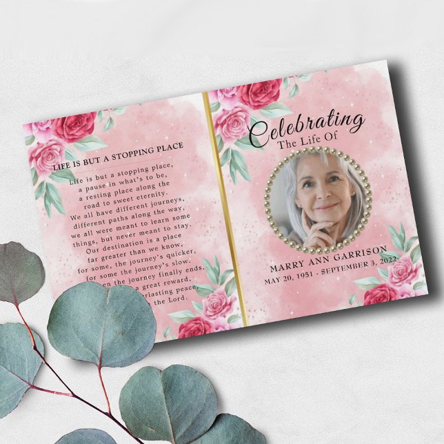 Rosy Modern Celebration of Life Program (Von Creator hochgeladen)
