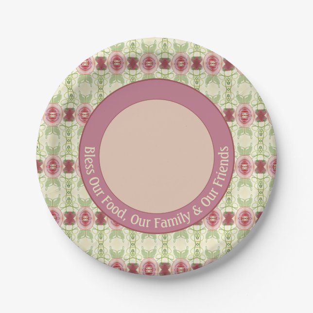Rosy Pink Decorative Floral Pappteller (Vorderseite)