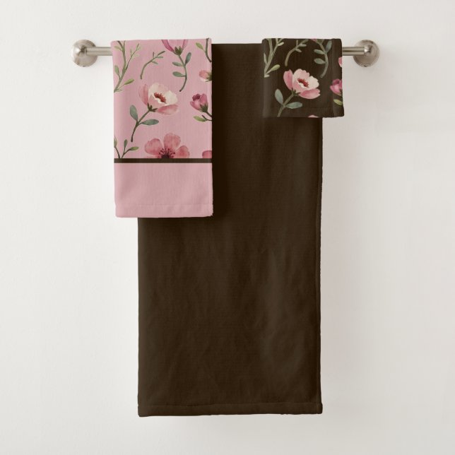 Rosy Pink Floral Badhandtuch Set (Insitu)