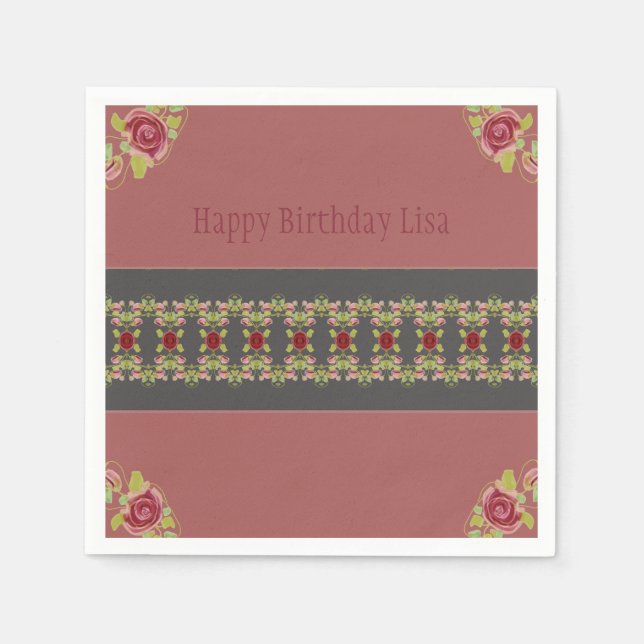 Rosy Pink Floral Serviette (Vorderseite)