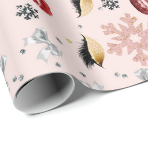 Rosy Pink Girly Beauty Makeuty Weihnachten Geschenkpapier