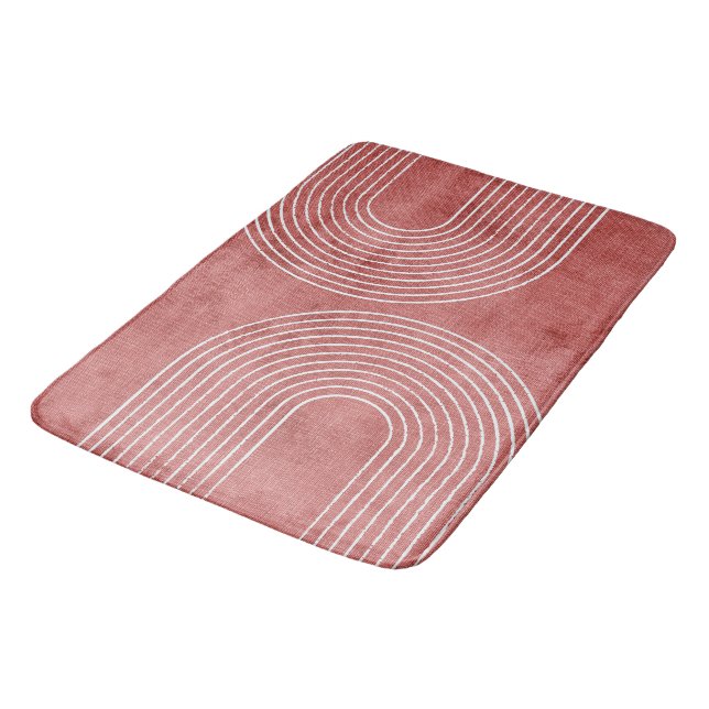 Rosy Pink Minimalistisch Badematte (Schrägansicht)