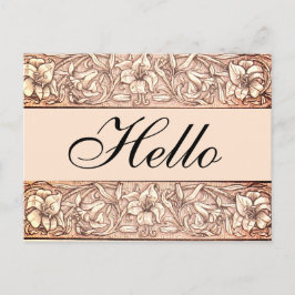 Rosy Pink Vintag Floral Hallo Postkarte