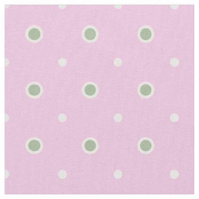 Rosy Posy Green und White Polka Dot auf rosa Stoff (Nahaufnahme)