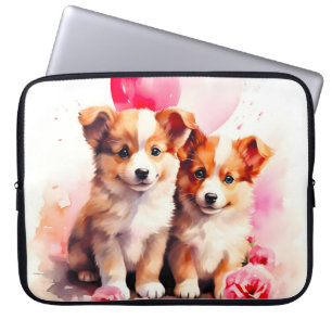 Rosy Puppy Liebe Watercolor Laptopschutzhülle