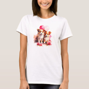 Rosy Puppy Liebe Watercolor T-Shirt