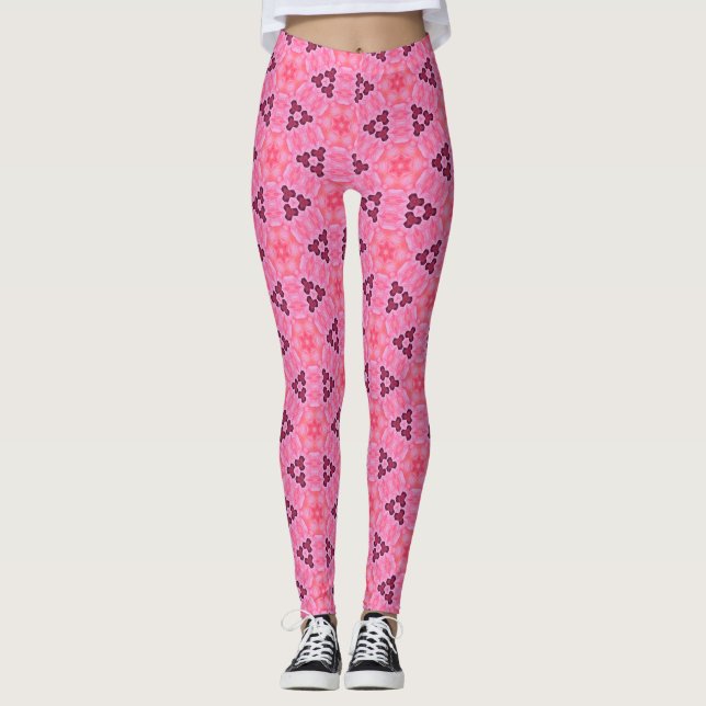 Rosy Radiance Floral Geometric Seamless Pattern Leggings (Vorderseite)