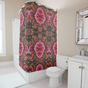 Rosy Red Velvet Soft Floral Look Fraktal Abstrakt Duschvorhang