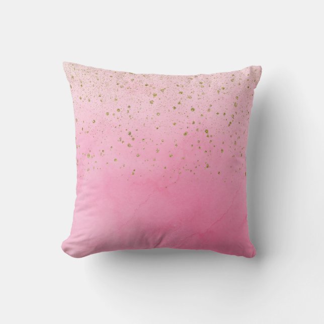 Rosy Rose Rosa & Gold Glitzer Glam Funkelnd Chic Kissen (Vorderseite)
