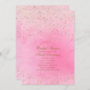 Rosy Rose Rosa und Gold Glitzer Brautparty Einladung