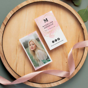 Rosy Watercolor Social Media mit Foto Visitenkarte