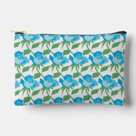 Rosy Whimsy Blue Green Print Cut nähen Klein Zubehörtasche