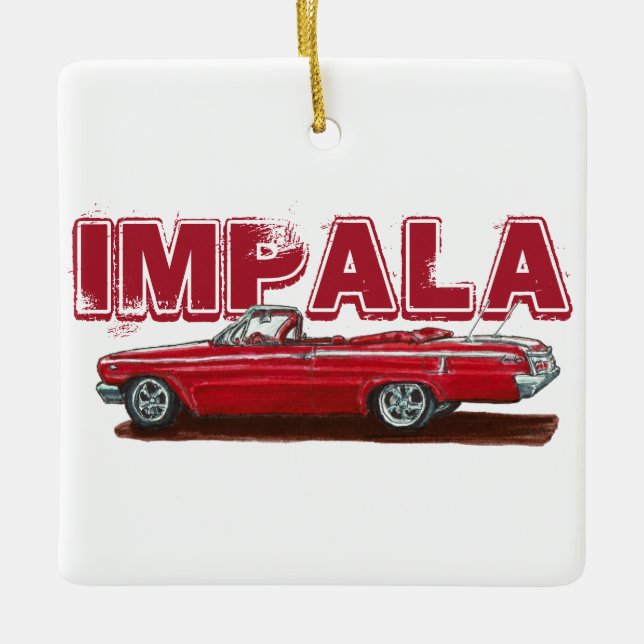 Rot 1962 Impala-Konvertible Keramikornament (Vorderseite)