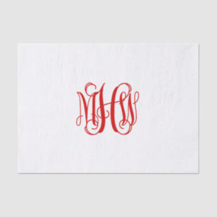 Rot 3 Anfangsbuchstabe Reben Schrift Monogramm DIY Seidenpapier