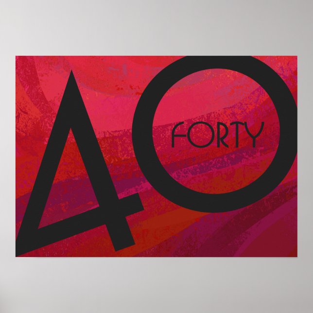 Rot 40 Dekade Geburtstag Poster (Vorne)