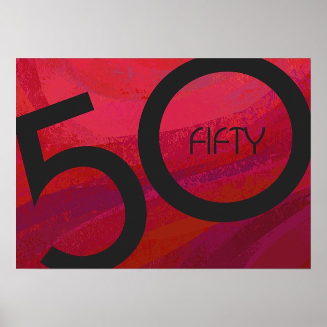 Rot 50 Dekade Geburtstag Poster (Vorne)