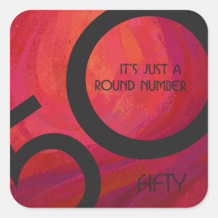 Rot 50 Dekade Geburtstag Quadratischer Aufkleber