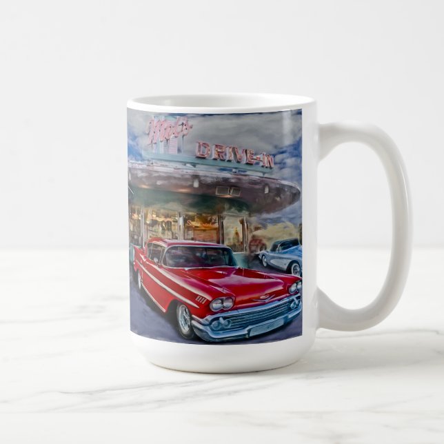 Rot 58 chevy am Autokino Tasse (Rechts)