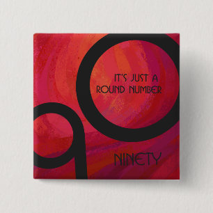 Rot 90 Dekade Geburtstag Button