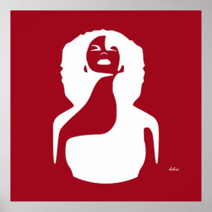 Rot abstrakte schwarze Frau nach oben Naturhaar Poster
