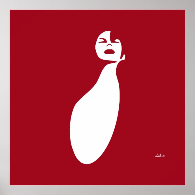 Rot abstrakte schwarze Frau nach oben Naturhaar Poster (Vorne)