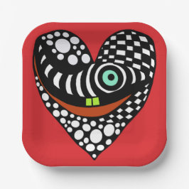 Rot, abstraktes Herz rot Pappteller