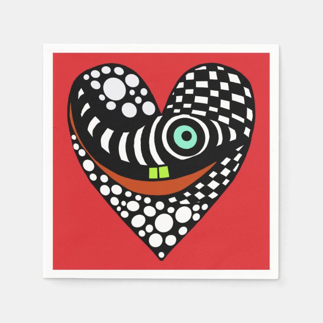 Rot, abstraktes Herz rot Serviette (Vorderseite)
